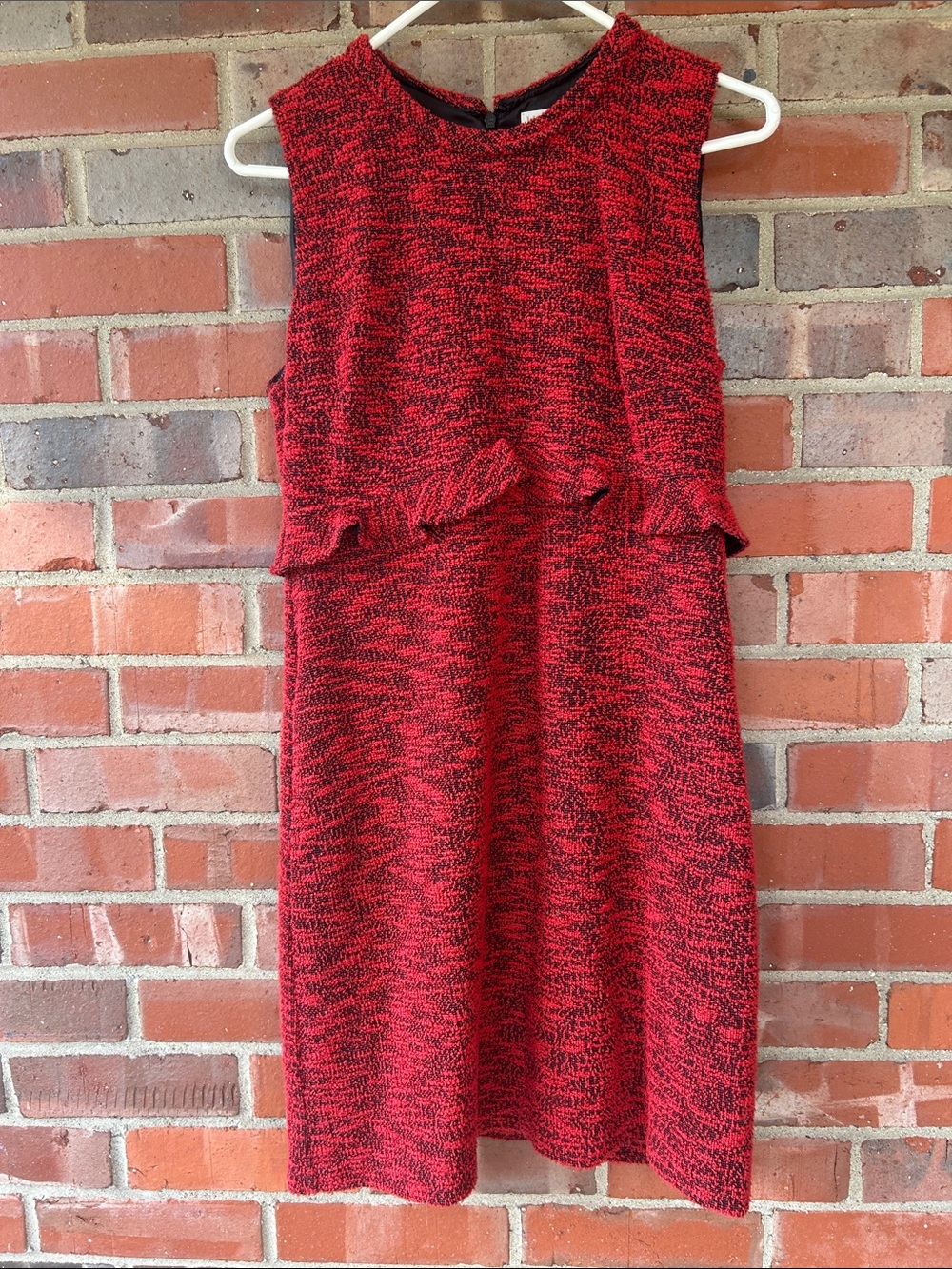 Anthropologie Red and Black Textured Midi Dress